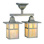 Meyda Tiffany Hyde Park T Mission 2 Light 16" Wide Semi-Flush Linear Ceiling Fixture Antique Brass