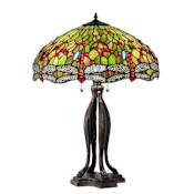 Meyda Tiffany Tiffany Hanginghead Dragonfly 3 Light 30" Tall Buffet Table Lamp Mahogany Bronze