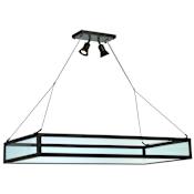 Meyda Tiffany 49" L Glass Tray Oblong Inverted Semi-Flush Ceiling Fixture Wrought Iron / Clear Glass