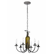 Meyda Tiffany 18" W Tuscan Vineyard 6 Light Wine Bottle Chandelier Antique Green / Timeless Bronze