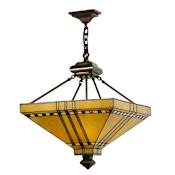 Meyda Tiffany 17" Square Prairie Corn Inverted Pendant Burgundy Beige