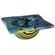 Meyda Tiffany 15" W Tropical Fused Glass Bowl Red / Yellow / Beige / Blue