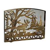 Meyda Tiffany 50" W X 35.5" H Moose Creek Arched Fireplace Screen Antique Copper