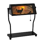 Meyda Tiffany 12.5" H Deer On The Loose Bankers Lamp Black / Amber Mica