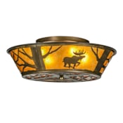 Meyda Tiffany Moose at Dawn 4 Light 22" Wide Semi-Flush Ceiling Fixture Antique Copper