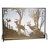 Meyda Tiffany 44" W X 31.5" H Deer On The Loose Fireplace Screen Antique Copper Mesh