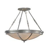 Meyda Tiffany 30" W Commerce Semi-Flushmount Ceiling Fixture Polished Nickel Powder Coat Faux Alabaster