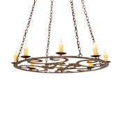 Meyda Tiffany Ashley 8 Light 42" Wide Taper Candle Style Chandelier Rustic Iron