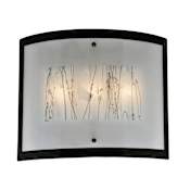 Meyda Tiffany 24" W Twigs with Boarder Fused Glass Wall Sconce Black Streamer / Frost