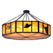 Meyda Tiffany Southwest 8 Light 47-1/2" Wide Semi Flush Drum Ceiling Fixture with Yellow Glass Shade Timeless Bronze