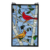 Meyda Tiffany Cardinal Morning Hand-Crafted 20"H X 12.75"W Stained Glass Window Antique Bronze