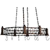 Meyda Tiffany 42.5" L Deco Oblong Pot Rack Mahogany Bronze