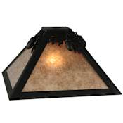 Meyda Tiffany 11.5" Square Oak Leaf & Acorn Replacement Shade Black / Silver Mica