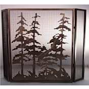 Meyda Tiffany 40" W X 30" H Tall Pines Folding Fireplace Screen Antique Copper Mesh