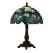Meyda Tiffany Nightfall Wisteria 1 Light 17.5" Tall Hand-Crafted Table Lamp with Stained Glass Mahogany Bronze
