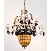 Meyda Tiffany 28.5" W Greenbriar Oak 9 Arm Chandelier Beige