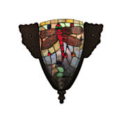 Meyda Tiffany 14" W Tiffany Hanginghead Dragonfly Wall Sconce Mahogany Bronze