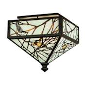 Meyda Tiffany 20.5" Square Backyard Friends Flush Mount Ceiling Fixture Oil Rubbed Bronze