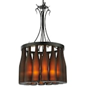 Meyda Tiffany Tuscan Vineyard 5 Light 18" Wide Drum Chandelier Textured Black