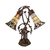 Meyda Tiffany Stained Glass Pond Lily 2 Light 17" Tall Buffet Table Lamp Mahogany Bronze