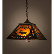 Meyda Tiffany Moose at Dawn 2 Light 22" Wide Pendant Timeless Bronze