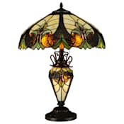 Meyda Tiffany Sebastian 2 Light 24" Tall Hand-Crafted Table Lamp with Stained Glass Mahogany Bronze