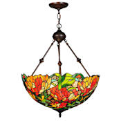 Meyda Tiffany Lamella 3 Light 20.25" Wide Hand-Crafted Pendant with Stained Glass Mahogany Bronze
