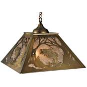 Meyda Tiffany 15.75" Square Northwoods Leaping Bass Pendant Antique Copper / Silver Mica