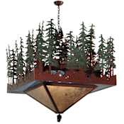 Meyda Tiffany Pine Lake 6 Light 57" Wide Pendant Rust