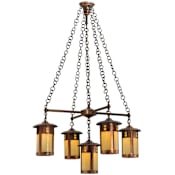 Meyda Tiffany 36" W Fulton Prairie Loft 5 Light Chandelier Copper