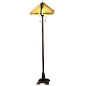 Meyda Tiffany Parker Poppy 2 Light 62" Tall Buffet Floor Lamp Mahogany Bronze