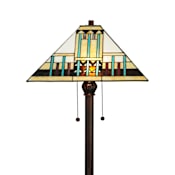 Meyda Tiffany Zaragoza Mission 2 Light 62" Tall Hand-Crafted Floor Lamp with Stained Glass Mahogany Bronze