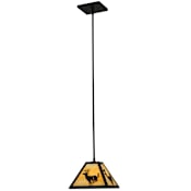 Meyda Tiffany 8" Square Lone Deer Mini Pendant Black