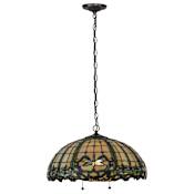 Meyda Tiffany Tiffany Hanginghead Dragonfly 2 Light 20" Wide Hand-Crafted Pendant with Stained Glass Mahogany Bronze