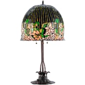 Meyda Tiffany Vizcaya 3 Light 32" Tall Hand-Crafted Table Lamp with Stained Glass Mahogany Bronze