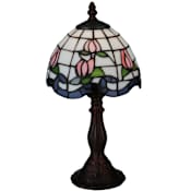 Meyda Tiffany 14" H Roseborder Mini Lamp Pink Blue