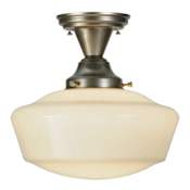 Meyda Tiffany Revival Schoolhouse 12" Wide Semi-Flush Ceiling Fixture - Brushed Nickel Finish Brushed Nickel