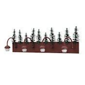 Meyda Tiffany Spruce 4 Light 35" Wide Vanity Light Wrought Iron on Rust / Green Trees