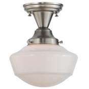 Meyda Tiffany Revival Schoolhouse 9" Wide Semi-Flush Ceiling Fixture - Brushed Nickel Finish Brushed Nickel