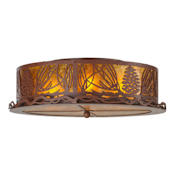 Meyda Tiffany Mountain Pine 4 Light 22" Wide Semi-Flush Drum Ceiling Fixture with Amber Mica Shade - Rust Finish Rust