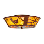 Meyda Tiffany Deer on the Loose 4 Light 22" Wide Semi-Flush Ceiling Fixture Rust
