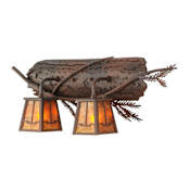 Meyda Tiffany Pine Branch 2 Light 24" Wide Vanity Light Wrought Iron / Rust