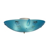 Meyda Tiffany Metro Fusion 3 Light 20" Wide Semi-Flush Bowl Ceiling Fixture with Blue Glass Shade - White Finish White