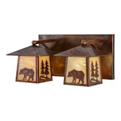 Meyda Tiffany Pine Tree 2 Light 22" Wide Vanity Light Vintage Copper