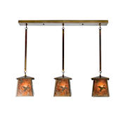 Meyda Tiffany 37" L Ducks In Flight 3 Light Island Pendant Antique Copper / Amber Mica
