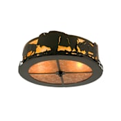 Meyda Tiffany Buffalo 2 Light 16-1/2" Wide Flush Mount Drum Ceiling Fixture with Brown Glass Shade Timeless Bronze