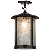 Meyda Tiffany Fulton Prime 12" Wide Semi-Flush Lantern Ceiling Fixture Craftsman Brown