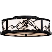 Meyda Tiffany Alpine 4 Light 22" Wide Flush Mount Drum Ceiling Fixture with White Acrylic Shade Black