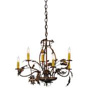 Meyda Tiffany Oak Leaf & Acorn 6 Light 28" Wide Taper Candle Style Chandelier Antique Copper