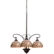 Meyda Tiffany Tiffany Turning Leaf 3 Light 24" Wide Chandelier with Tiffany Glass Shade Mahogany Bronze